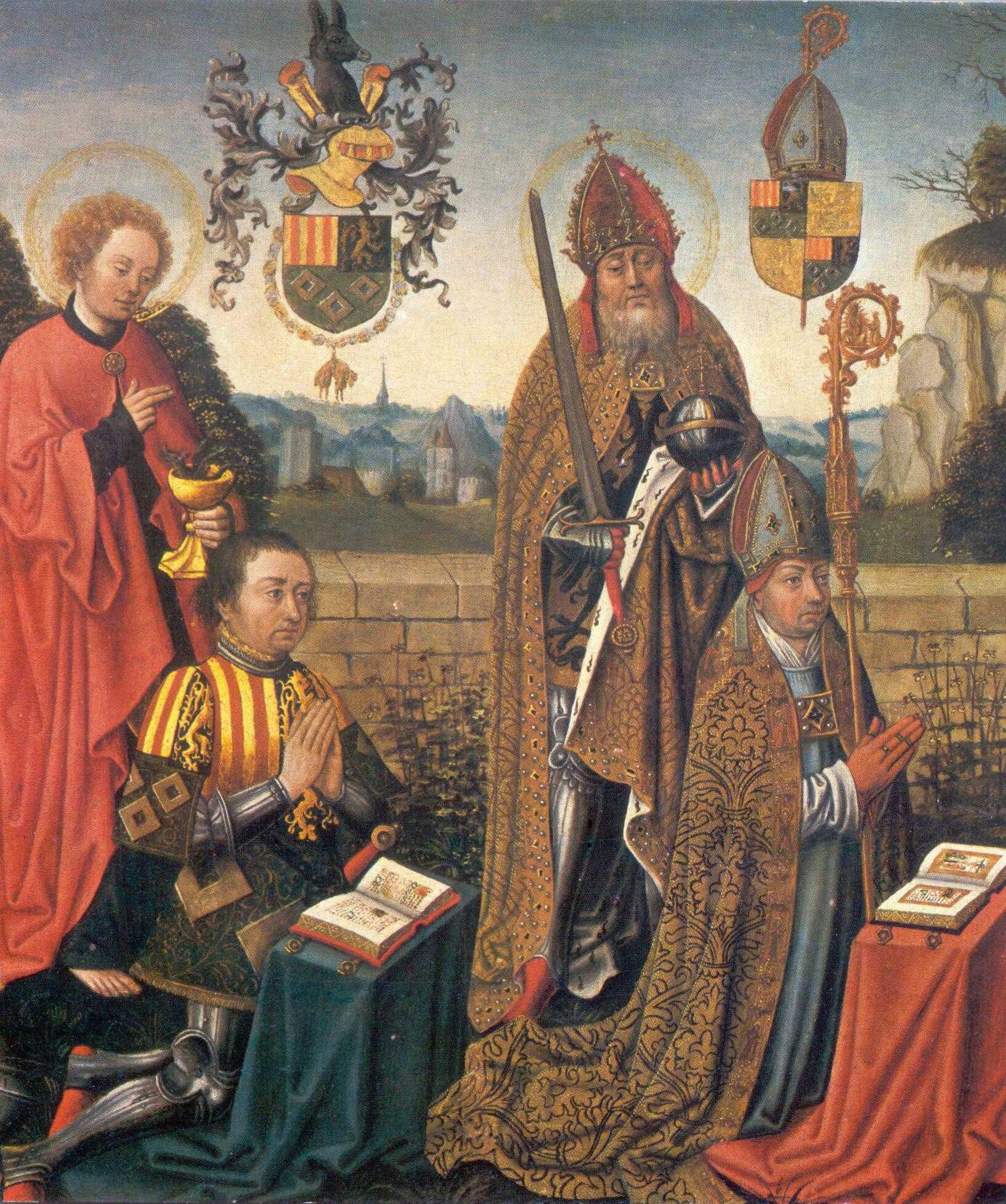 Jan_III_van_Glymes_en_Hendrik_van_Bergen_knieldend_voor_hun_patroonheiligen._Paneel_van_een_de...jpg