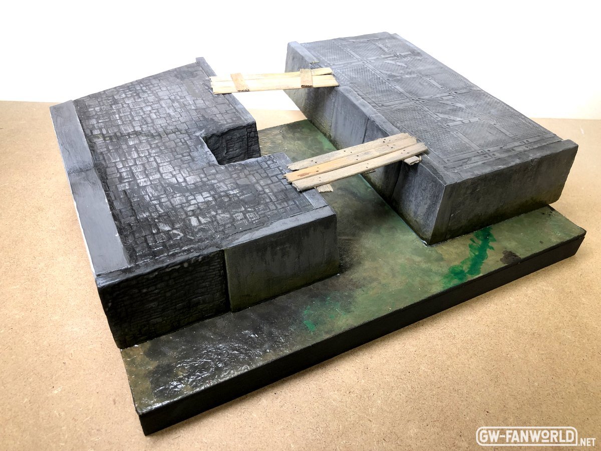 Kanäle und Siele im Untergrund, Testdiorama für Spielplatte