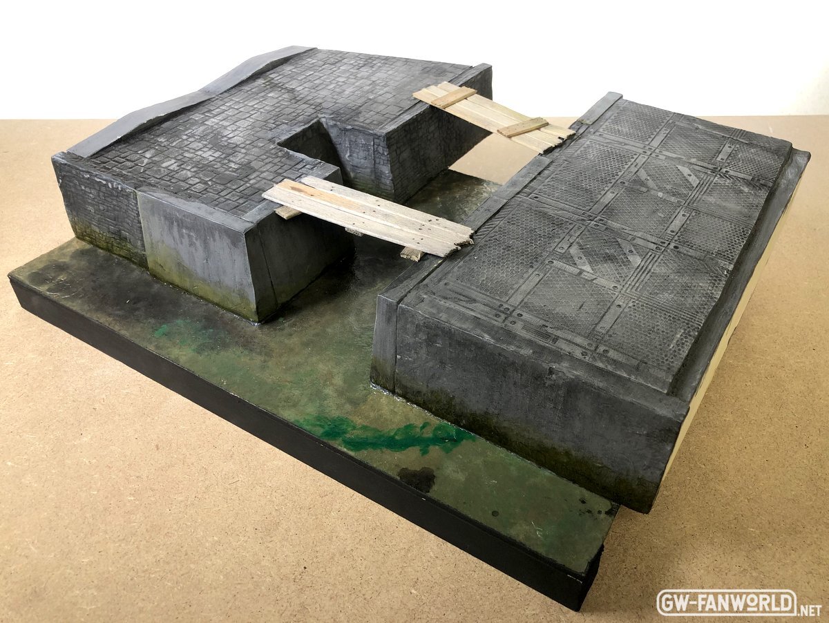 Kanal und Siel im Untergrund, Testdiorama für Spielplatte