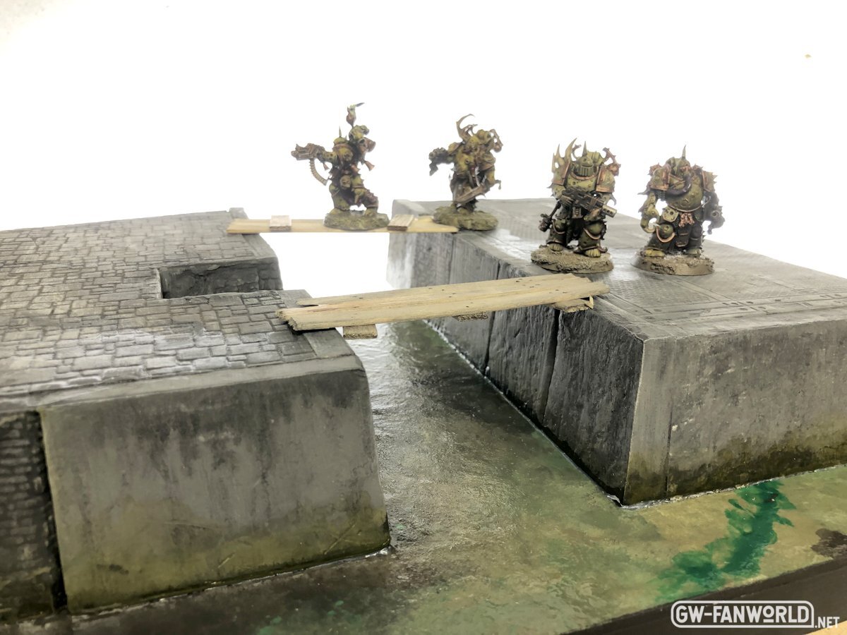 Kanal und Siel im Untergrund, Testdiorama für Spielplatte