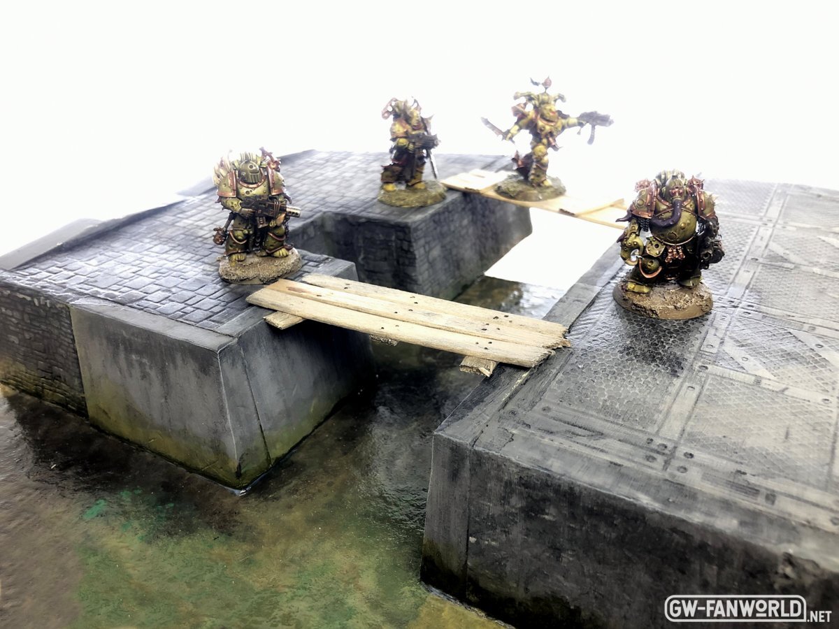 Kanal und Siel im Untergrund, Testdiorama für Spielplatte