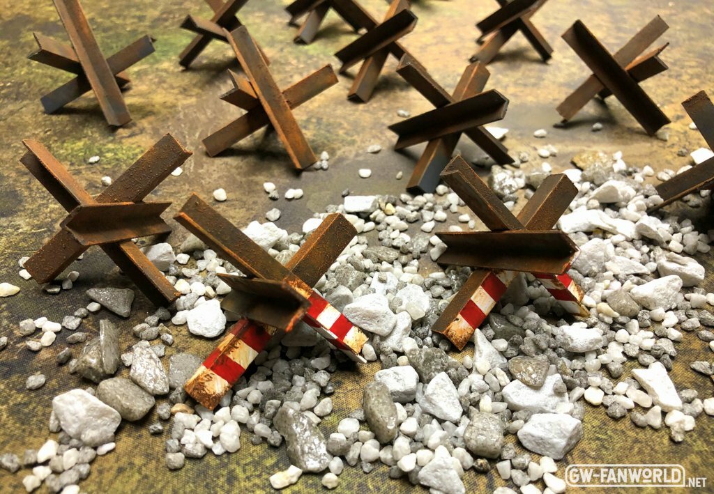 Panzersperre, gebaut aus Kunststoffprofilen